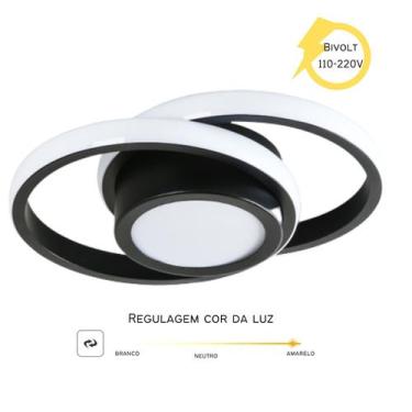 Imagem de Luminária de LED de sobrepor redonda Bivolt 27W 3 em 1 com luz central