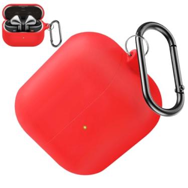 Imagem de Miimall Capa para Samsung Galaxy Buds 3 e 3 Pro, capa protetora de silicone com mosquetão, carregamento sem fio, presente para homens e mulheres (vermelha)