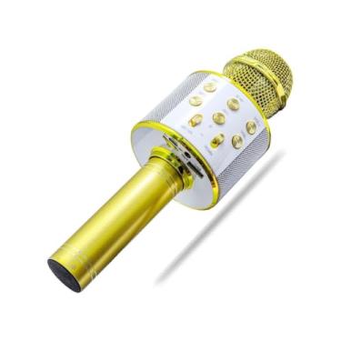 Imagem de Microfone de Karaokê Infantil Reporter Youtuber Bluetooth Sem Fio para Crianças e Adultos, Máquina de Karaokê para Festas e Eventos (COR DOURADO)