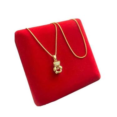 Imagem de Cordão Feminino 1Mm Ursinho Cravejado - Banhado A Ouro 18K