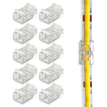 Imagem de 2X Kit 10 Emenda Conector 2 Vias 180º Fita Led Cob 8Mm 9W Te