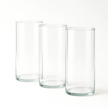 Imagem de Trio Vaso Vidro Transparente Cilíndrico 14x40 Arranjo Mesa - Devitro