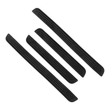 Imagem de TOTMOX Protetores de placa de soleira de porta para carro adesivos de soleira de porta de carro decorativo protetor de peitoril de porta de carro protetor de pedal de boas-vindas preto sólido 4 peças/conjunto