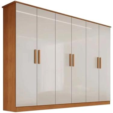 Imagem de Guarda Roupa Nina Casal 6 Portas 4 Gavetas Bianchi Cor Cinamomo Off White