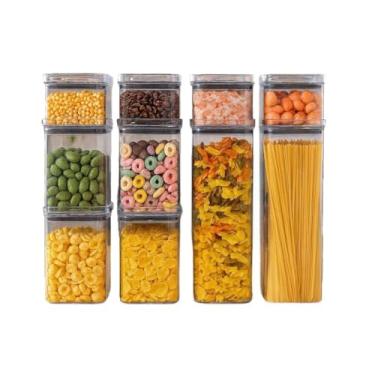 Imagem de Monte seu Kit Pote Hermético para Mantimentos de Cozinha Dispensa Armário Acrílico Cristal Livre BPA(KIT 10-10 POTES)