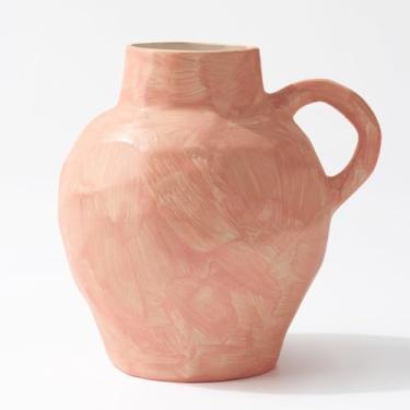 Imagem de FOLKOR LIFE Vasos de cerâmica para sala de estar, quarto, vasos decorativos modernos, vasos de flores falsas de 19 cm para decoração de casa, escritório, centros de mesa, antigo, retrô, rústico