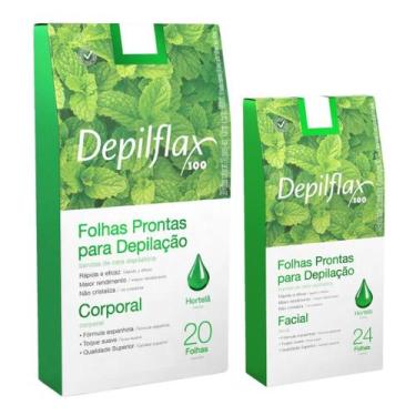 Imagem de Kit Depilação Completa Depilflax Corporal E Facial Folhas Prontas Depi