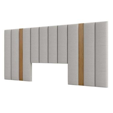 Imagem de Cabeceira Para Cama Box Casal 275cm Estofado Liso Dalla D01 Freijó - Mpozenato