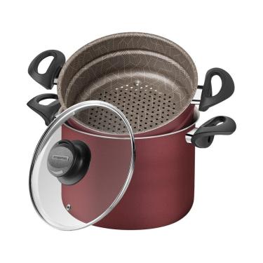 Imagem de Cozi-Vapore Tramontina Antiaderente Loreto 22Cm Vermelho