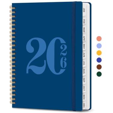 Imagem de Agenda 2026, agenda semanal e mensal, janeiro de 2026 a dezembro de 2026, agenda de calendário de capa dura 2026 com abas e bolso interno, material escolar para mulheres e homens - A5 (16 cm x 21,6 cm