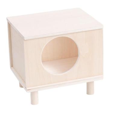 Imagem de Bothyi Casa de madeira para hamster, acessórios para hamsters, roupa de cama para hamsters, habitats para hamsters, esconderijo para gerbilos, ratos, Pequeno