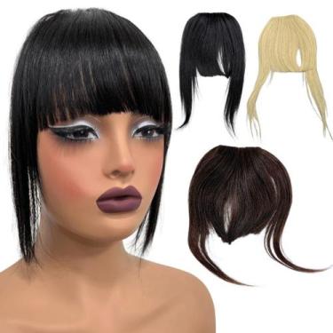 Imagem de Franja postiça aplique cabelo humano natural topo - LIONSWIG, Preto