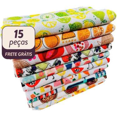 Imagem de Kit 15 Panos De Prato Atoalhado Felpudo Premium Camesa - Pano a Pano