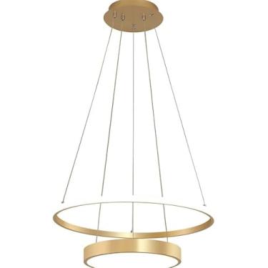 Imagem de Luminária pendente redonda de alumínio para estudo, quarto, lustre decorativo simples de ferro forjado, luminária de teto altamente transparente, fio ajustável para pendurar, decoração moder