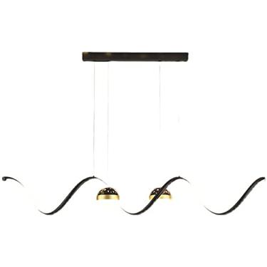 Imagem de Lustre LED 30W, regulável, com controle remoto, lustre, sala de estar, sala de jantar, personalidade criativa, bar de teto estrelado, lustre longo ondulado, cafeteria, escritório, 39,3 pol.