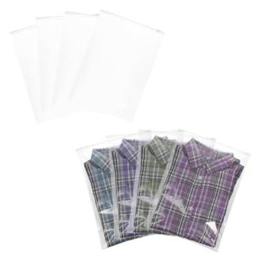 Imagem de PATIKIL Bolsa transparente com zíper 40 x 30 cm, 50 peças de plástico fosco para viagem, bolsa organizadora de roupas de banho para camiseta, embalagem de roupas, armazenamento de viagem, transparente