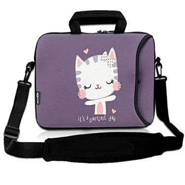 Imagem de RICHEN bolsa de ombro para laptop de 17 polegadas com alça para notebook de 15,6/16/17/17,3/17,4 polegadas, Cute Cat, 16-17.3 inch