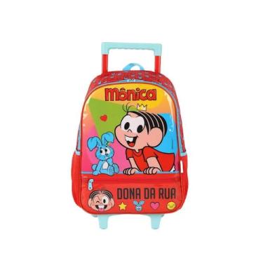 Imagem de Mochila de Rodinhas Turma da Monica Cebolinha - Luxcel, Vermelha