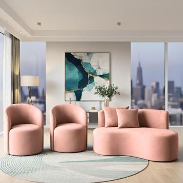 Imagem de Conjunto Decorativo 02 Poltronas + Sofá Curvo Orgânico Nature Gaia Sue