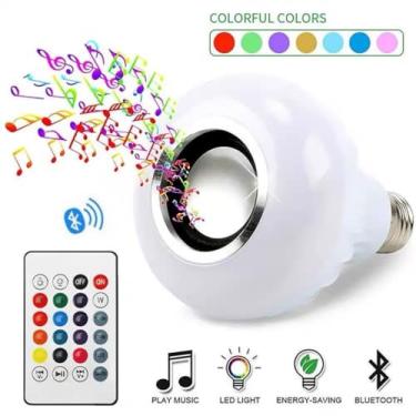 Imagem de Lâmpada LED Musical RGB 12W com Bluetooth, Controle Remoto, Alto-falante Integrado, E27 Bivolt