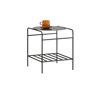 Imagem de Mesa de centro pequena mesa de centro mesa lateral dupla de metal moderno minimalista mesa de canto pequeno apartamento sala de estar mesa de casa quarto