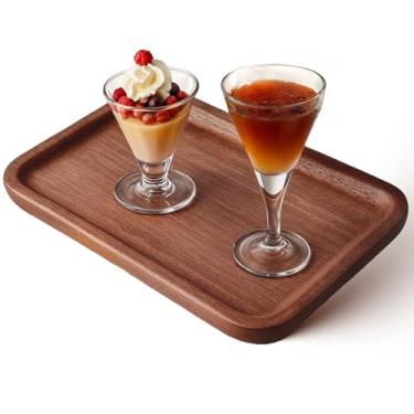 Imagem de Bandeja pequena de madeira de 19,8 cm, bandejas pequenas retangulares decorativas, bandeja de banheiro de madeira para cozinha, penteadeira e decoração de casa