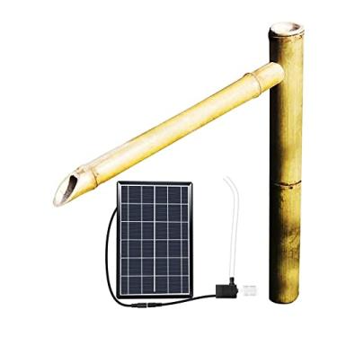 Imagem de Fonte de água de bambu com bomba solar, decoração de jardim fonte Feng Shui Zen, decoração de paisagismo de água ao ar livre, para ambientes internos e externos, 70 cm e 45 cm, criatividade