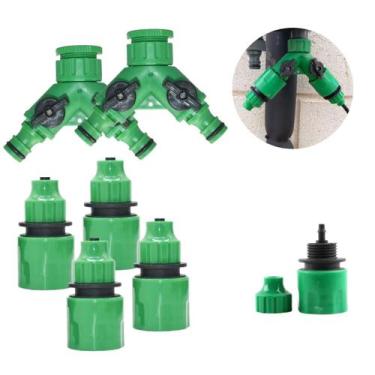 Imagem de Kit 2 Conexão Y e 4 Engate Rápido P/ Mangueira 4mm - 6 Peças - Genéric
