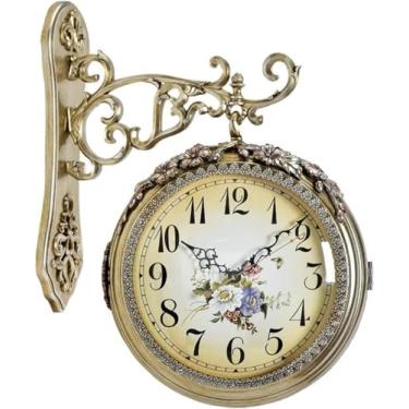 Imagem de WYUYIWH Relógio de parede, arte moderna, relógio de parede dupla face, relógio de parede dupla face, quartzo digital, relógios de parede elegantes, design decorativo para sala de estar, decoração de