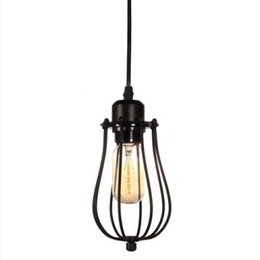 Imagem de YQSLQZZ Luminária pendente preta para casa de fazenda, lustre de ilha de cozinha industrial vintage, lanterna de 1 luz para sala de jantar, luzes de teto suspensas, altura ajustável, luzes E27*1