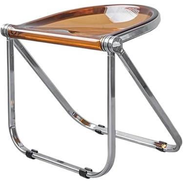 Imagem de Cadeira Dobrável De Acrílico, Bancos De Cadeiras De Jantar Cristalino, Bancos De Bar De Cadeira De Jantar Sem Braços De Plástico Engrossado, Para Casa, Escritório, Sala, Brown