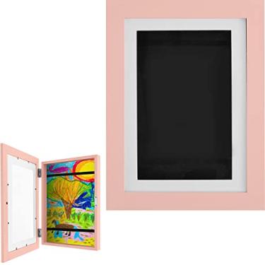 Imagem de Moldura de arte infantil, 2 peças, moldura de abertura frontal A4, moldura de arte infantil com alça fixa e mutável, moldura de armazenamento para até 100 obras de arte para desenho de artesanato de