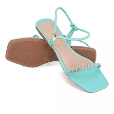 Imagem de Sandália Feminina Rasteira Brilhos Strass Confortavel - Pegada Da Onça