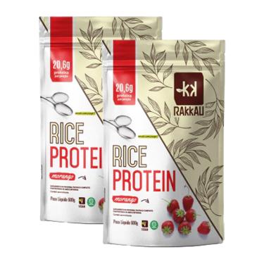 Imagem de Kit 2X: Rice Protein Morango Vegana Rakkau 600g