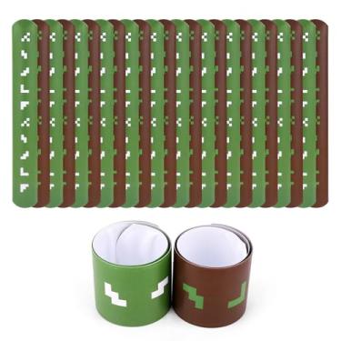 Imagem de 36un Tema Pixel Pulseiras Pressão, 2 Estilos PVC Pulseiras Tapa Pixel Coloridas Lembranças Festa Materiais Decoração de Festa Aniversário para Recompensas em Sala de Aula