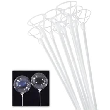 Imagem de KIT SUPORTE PARA BALÃO GRANDE GRANEL CRISTAL 50CM C/ 50 und