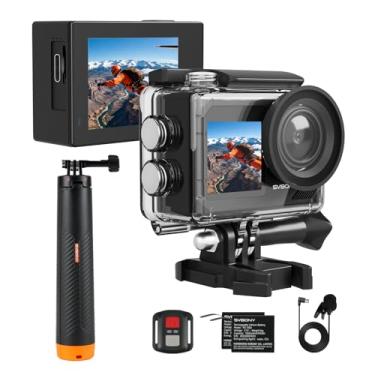 Imagem de SVBONY Câmera de ação SVGo 2 4K30FPS 50MP com tela sensível ao toque, câmera esportiva com tela IPS dupla, câmeras à prova d'água, zoom 5X, com bastão de selfie flutuante, microfone com fio, 2
