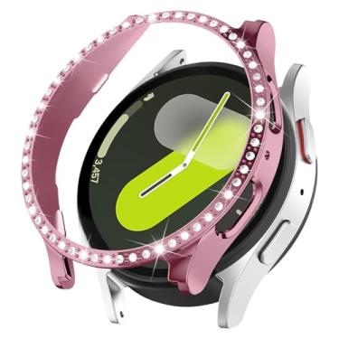 Imagem de Capa brilhante para Samsung Galaxy Watch 7 de 40 mm e 44 mm para mulheres, capa protetora de diamante com strass de cristal com glitter, capa rígida de policarbonato à prova de choque para Samsung