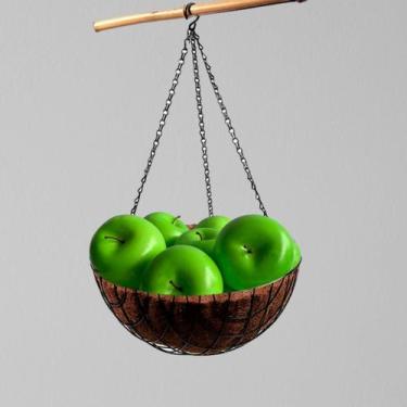 Imagem de Pacote 4 Frutas Artificiais Maçã Verde para Arranjos: Cores Vivas e Ap
