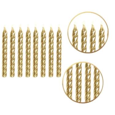 Imagem de Vela espiral metalizada c/08un. - Silverfestas, Dourada