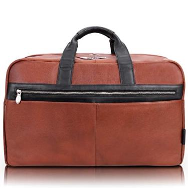 Imagem de McKlein, Série U, WELLINGTON, couro de bezerro de grão granulado, couro de 53 cm, dois tons, compartimento duplo, laptop e tablet, bolsa de mão, marrom (19110)