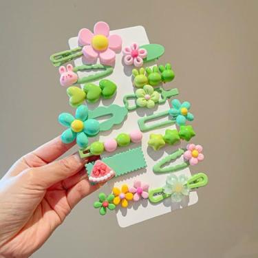 Imagem de 14 peças/conjunto adorável em forma de coração lindo coelho laços cocar flor grampo de cabelo presilhas acessórios de cabelo (verde)