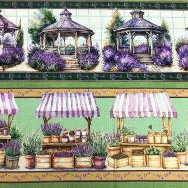 Imagem de Tecido Tricoline Digital Barrado Flor Lavanda 10 Faixas 0,55 x 1,50m Tecidos Caldeira