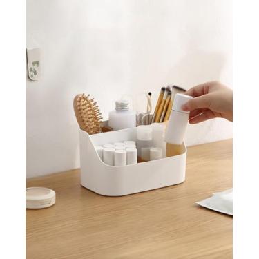 Imagem de Estojo de armazenamento de plástico de grande capacidade – organizador de mesa com compartimentos, ferramenta essencial para armazenamento sem bagunça, branco BLC1542-01