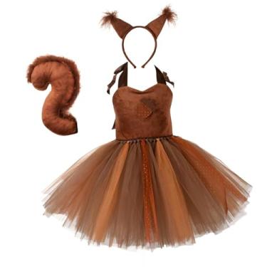 Imagem de Colaxi Kit de vestido tutu infantil com tema de esquilo para carro, multifuncional, fantasia de animal, Tamanho 4xl