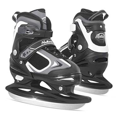 Imagem de Nattork Patins de gelo para crianças de 6 a 12 anos meninos crianças tamanhos ajustáveis 1 2 3 Lake Placid patins de hóquei no gelo patinação no gelo skate no gelo