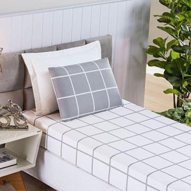 Imagem de Jogo De Cama Lençol Minimalista Solteiro 02 Peças Micropercal 200 Fios Premium Cinza