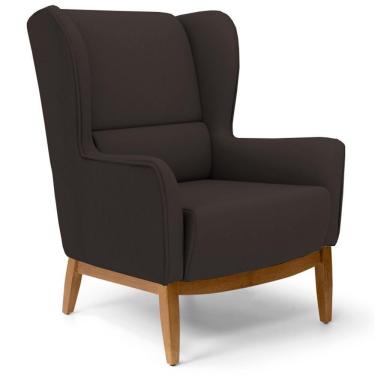 Imagem de Poltrona Decorativa Base Manu Madeira Milena C-34 Sintético Marrom - Domi