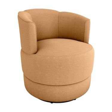 Imagem de Poltrona Decorativa Giratória Base De Ferro Marselha Matrix Boucle Mostarda