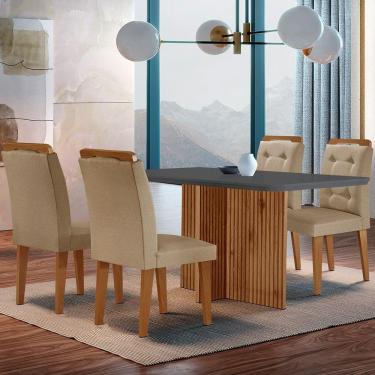 Imagem de Mesa Olímpia 120cm Mdf Canto Copo Com 4 Cadeiras Carol